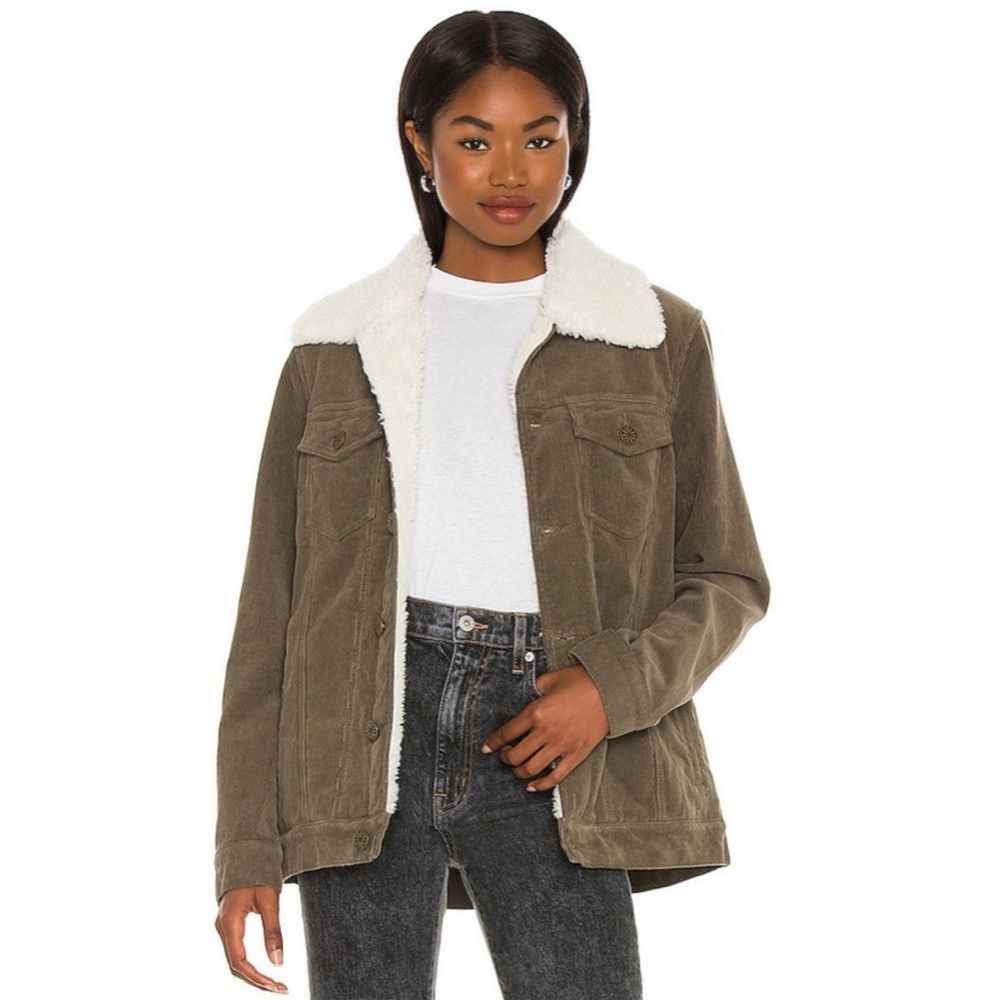 SHOW ME YOUR MUMU SHERPA CORDUROY JACKET SIZE S OVERSIZED FIT | EVERGREEN